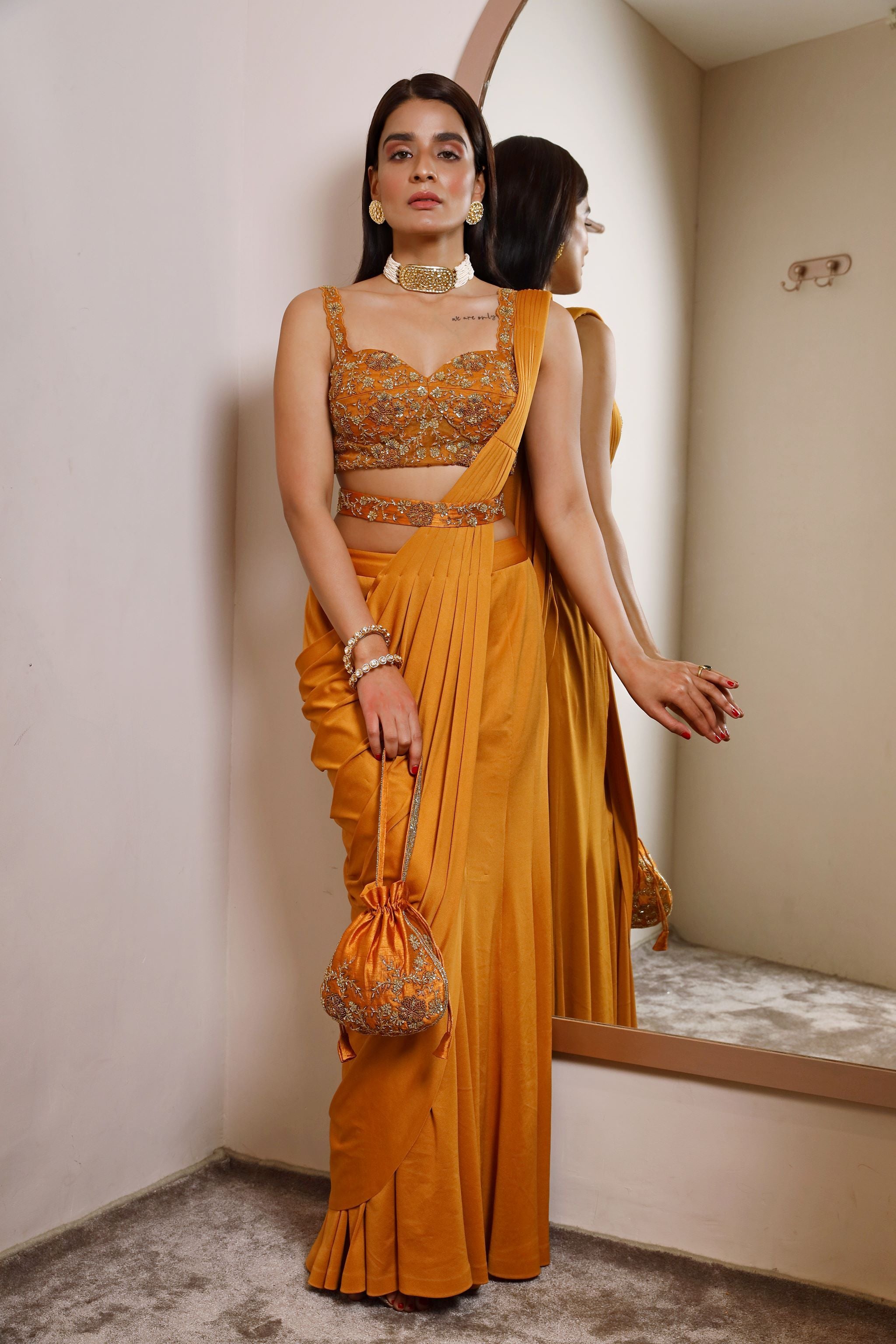 Amber Draped Saree with Blouse